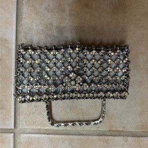 Elegant Silver Crystal Clutch from Italy